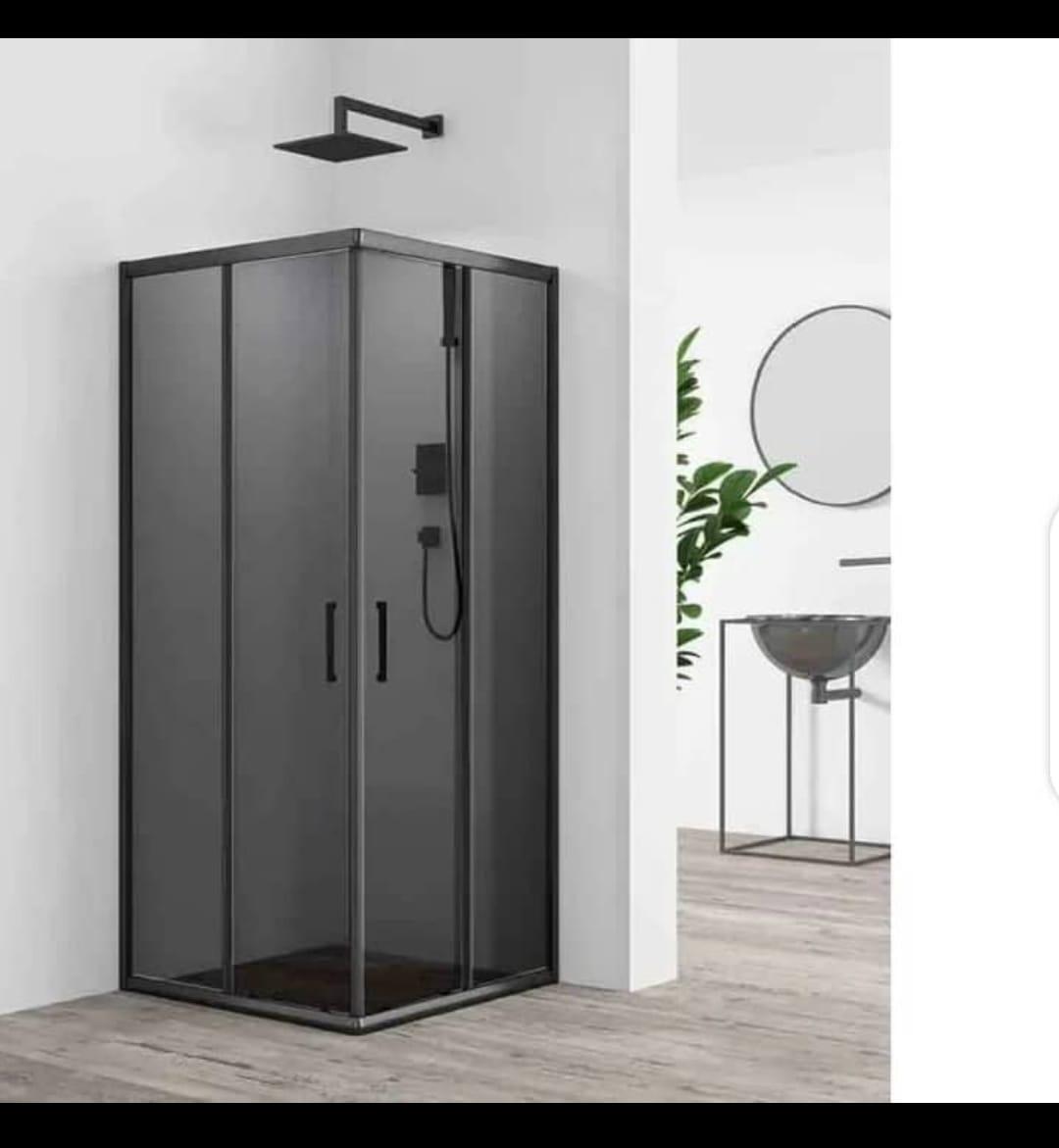 Matte Black Frame Corner Sliding Glass Shower Enclosure