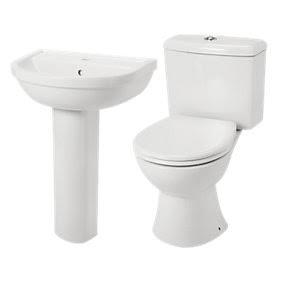 Classic Full-Pedestal Wash Basin & Close-Coupled Toilet Suite