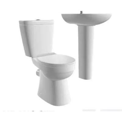 Standard Close-Coupled Toilet & Semi-Pedestal Wash Basin Set